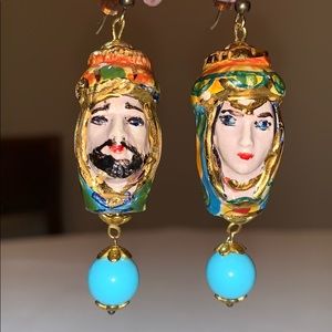 Ceramic Moorish Heads Earrings